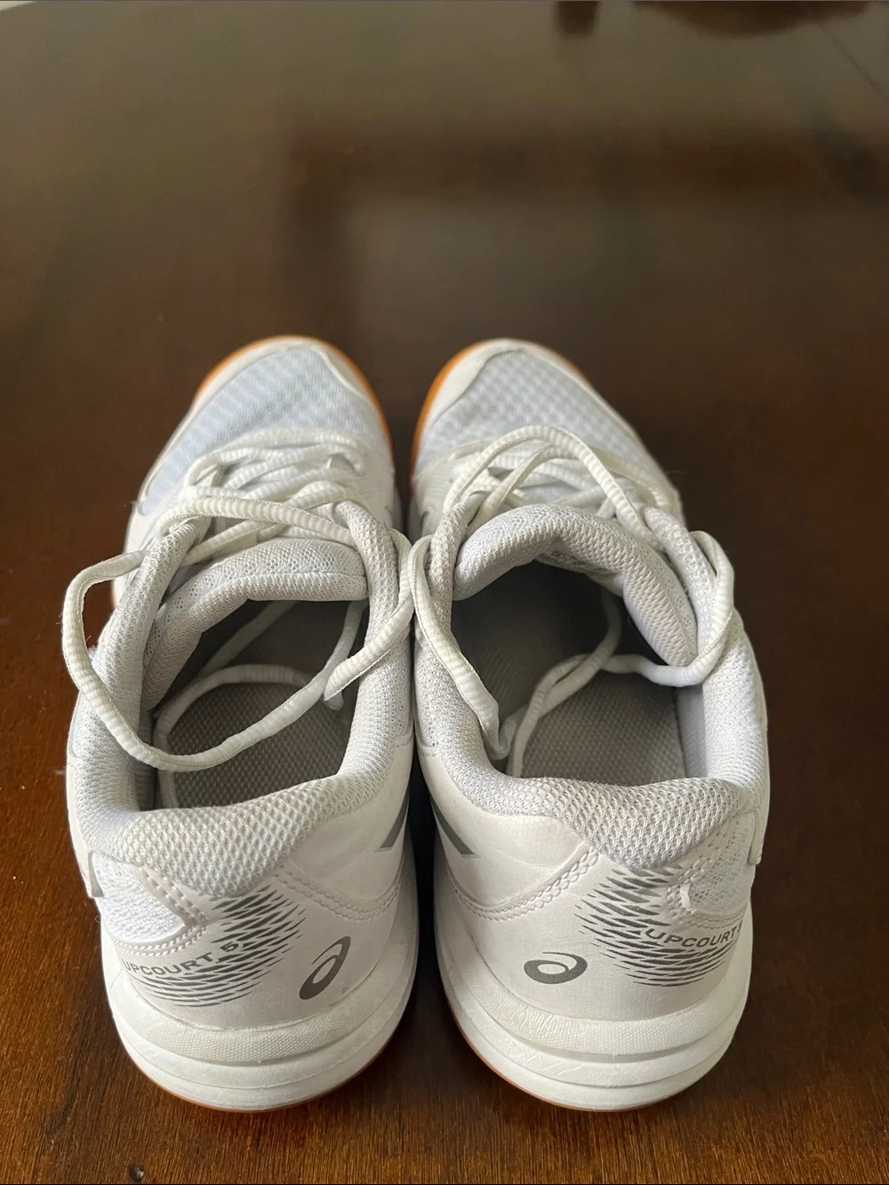 ASICS Women's White Athletic Shoes with Orange Outsole